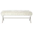 Posh Colin Fur Fabric Upholstered Bench with Stainless Steel Legs - White/Chrome