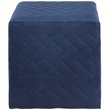 Posh Living Micah Modern Quilted Velvet Upholstered Cube Ottoman in Blue