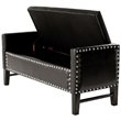 Posh Living Genesis Faux Leather Storage Bench with Nailhead Trim in Espresso