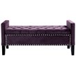 Posh Living Genesis Tufted Velvet Storage Bench with Nailhead Trim in Purple
