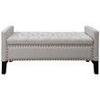 Posh Living Genesis Linen Fabric Storage Bench with Nailhead Trim in Cream/White