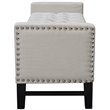 Posh Living Genesis Linen Fabric Storage Bench with Nailhead Trim in Cream/White