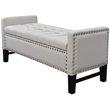 Posh Living Genesis Linen Fabric Storage Bench with Nailhead Trim in Cream/White