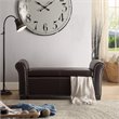 Posh Living Ashley Faux Leather Storage Bench with Nail Head Trim in Espresso