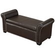 Posh Living Ashley Faux Leather Storage Bench with Nail Head Trim in Espresso