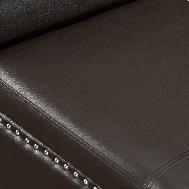 Posh Living Ashley Faux Leather Storage Bench with Nail Head Trim in Espresso