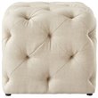 Posh Living Leonard Modern Linen Fabric Square Ottoman in Beige