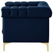 Posh Living Ryder Button Tufted Leather Chesterfield Accent Chair - Blue/Gold