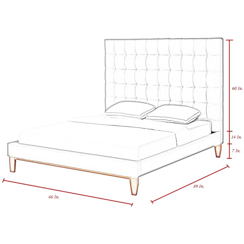 Posh Living Blake Button-Tufted Velvet Queen Bed Frame in Blue