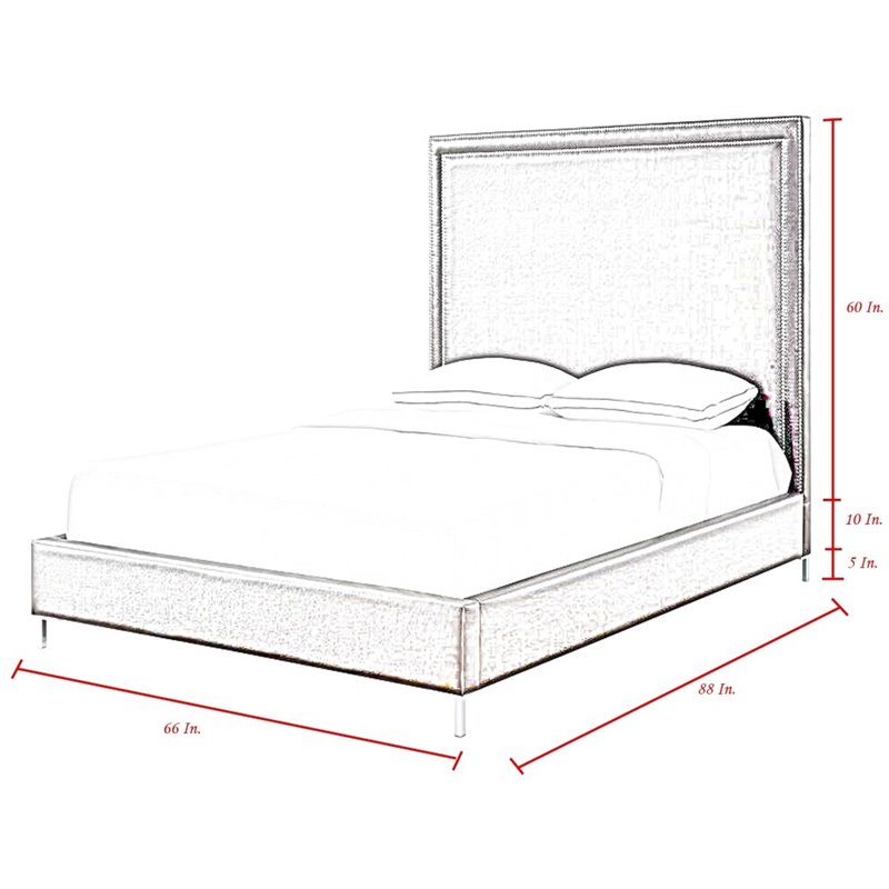 Posh Living Tristan Leather Platform Queen Bed Frame with Nailhead in Black