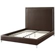 Posh Living Tristan Leather Platform King Bed Frame with Nailhead in Espresso