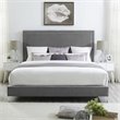 Posh Living Tristan Velvet Platform Queen Bed Frame with Nailhead in Gray
