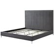 Posh Living Tristan Velvet Platform Queen Bed Frame with Nailhead in Gray