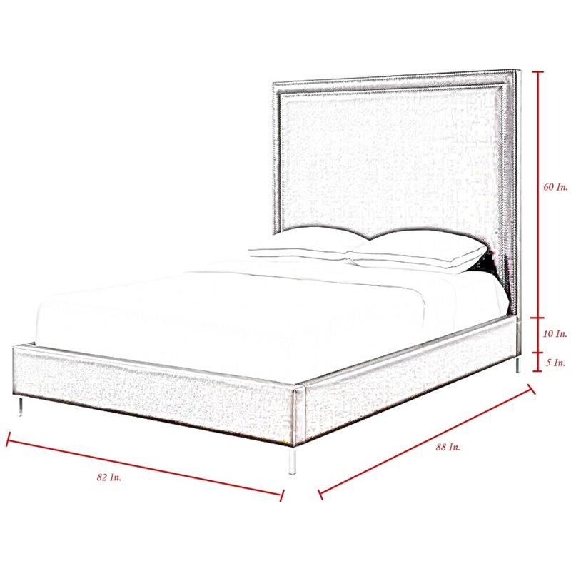 Posh Living Tristan Tufted Velvet Platform King Bed Frame with Nailhead in Blue