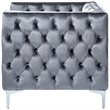Posh Living Levi Button Tufted Velvet Accent Chair in Gray