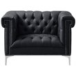Posh Living Ryder Button Tufted Leather Chesterfield Accent Chair - Black/Chrome