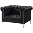 Posh Living Ryder Button Tufted Leather Chesterfield Accent Chair - Black/Chrome