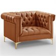 Posh Living Ryder Button Tufted Leather Chesterfield Accent Chair - Brown/Gold