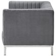 Posh Living Hayden Velvet Tuxedo Loveseat with Y-Metal Base in Gray/Chrome