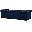 Posh Living Ryder Button Tufted Leather Chesterfield Sofa in Navy Blue/Gold
