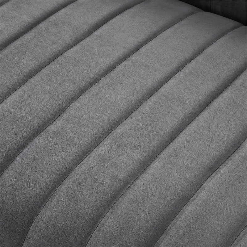 Posh Living Hayden Velvet Tuxedo Sofa with Y-Metal Base in Gray/Chrome