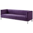 Posh Living Hayden Velvet Tuxedo Sofa with Y-Metal Base in Purple/Chrome