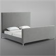 Posh Living Alex Linen Fabric Upholstered Platform King Bed Frame in Gray
