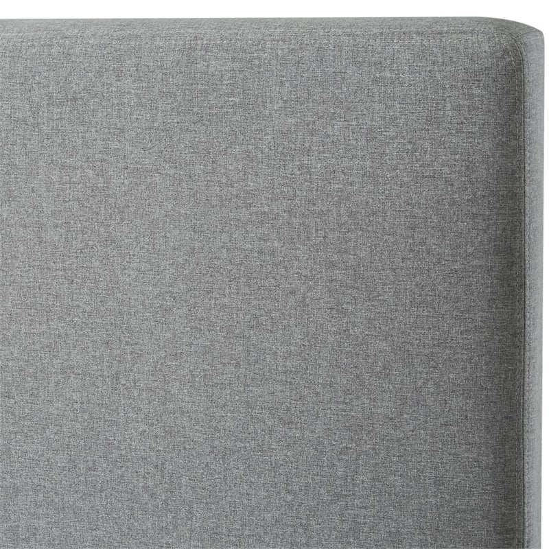 Posh Living Alex Linen Fabric Upholstered Platform King Bed Frame in Gray