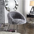 Posh Living Anthony Faux Fur Fabric Accent Chair with Metal Legs in Gray