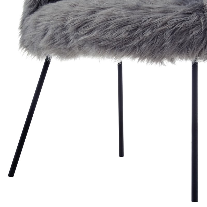 Posh Living Anthony Faux Fur Fabric Accent Chair with Metal Legs in Gray