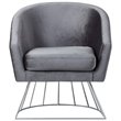Posh Living Leo Tufted Velvet Barrel Back Accent Chair in Gray/Chrome
