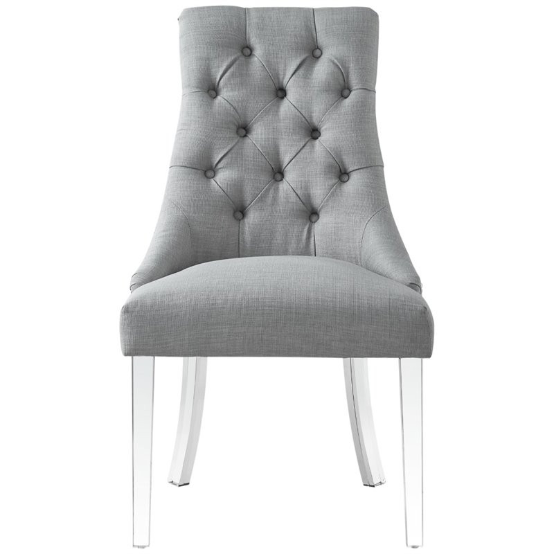 Colton Linen Fabric Dining Side Chair with Acrylic Legs - Gray (Set of 2)