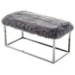 Posh Living Joseph Faux Fur Fabric Bench in Gray/Chrome