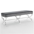 Posh Living Brayden Velvet Upholstered Bench with Acrylic X-Legs in Gray