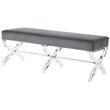 Posh Living Brayden Velvet Upholstered Bench with Acrylic X-Legs in Gray