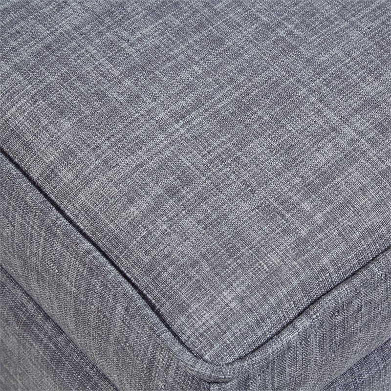 Posh Living Ruby Tufted Linen Fabric Cube Storage Ottoman with Casters in Gray