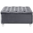 Posh Living Joshua Velvet Square Storage Ottoman with Lucite Legs in Gray