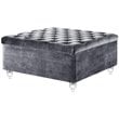 Posh Living Joshua Velvet Square Storage Ottoman with Lucite Legs in Gray