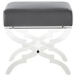 Posh Living Brayden Velvet Upholstered Ottoman with Acrylic X-Legs in Gray