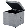 Posh Living Markella Linen Fabric 1Pc Storage Ottoman in Light Gray/Chrome