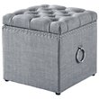 Posh Living Markella Linen Fabric 1Pc Storage Ottoman in Light Gray/Chrome