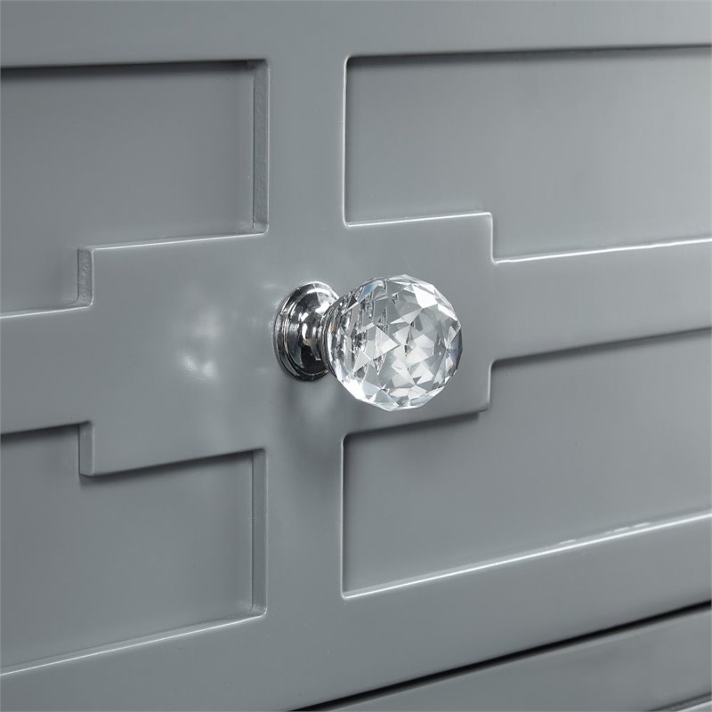 Posh Living Peyton Modern 2-Drawer Nightstand with Lucite Legs in Light Gray