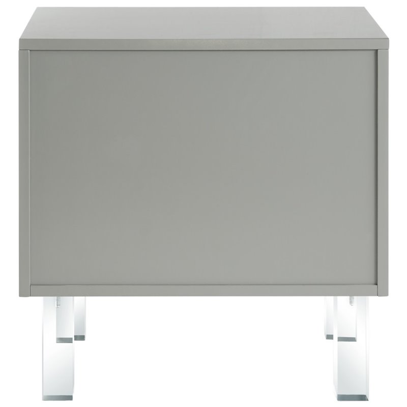 Posh Living Melanie 2-Drawer Nightstand with Lucite Legs in Gray