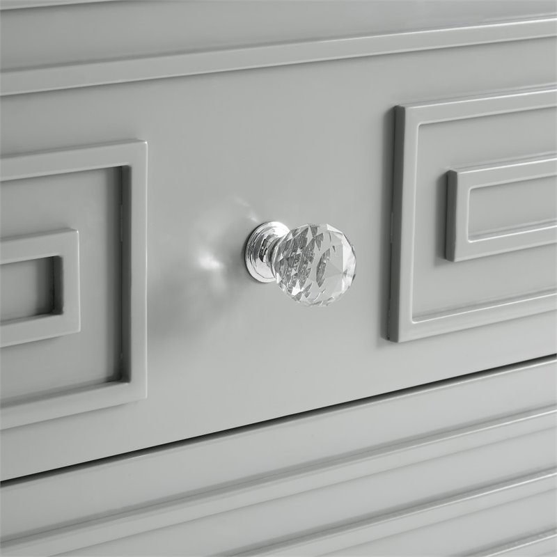 Posh Living Melanie 2-Drawer Nightstand with Lucite Legs in Gray