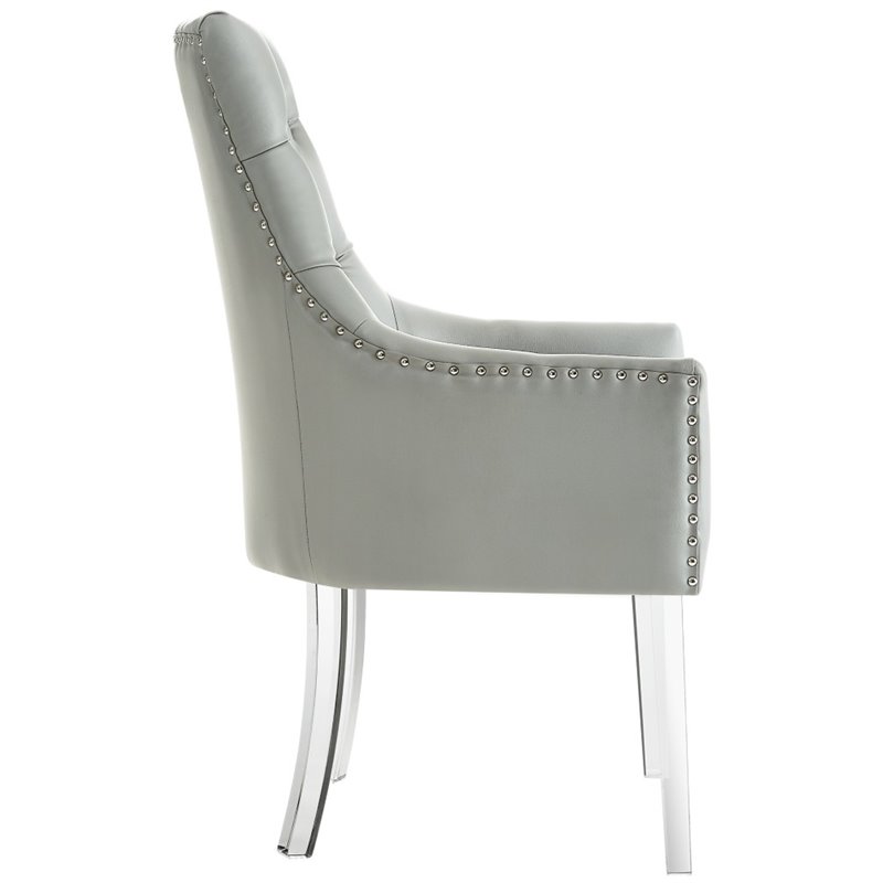 Posh Colton Faux Leather Dining Chair with Acrylic Legs - Gray (Set of 2)