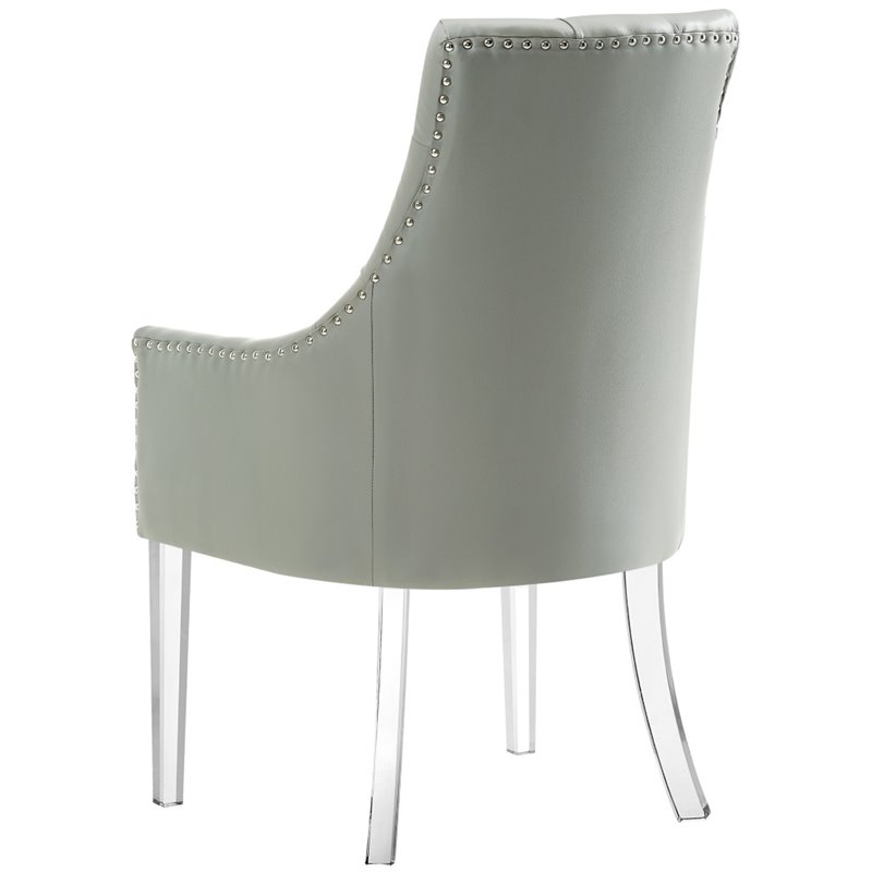 Posh Colton Faux Leather Dining Chair with Acrylic Legs - Gray (Set of 2)