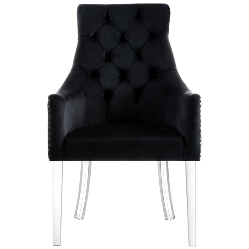 Posh Living Colton Velvet Dining Chair with Acrylic Legs - Black (Set of 2)