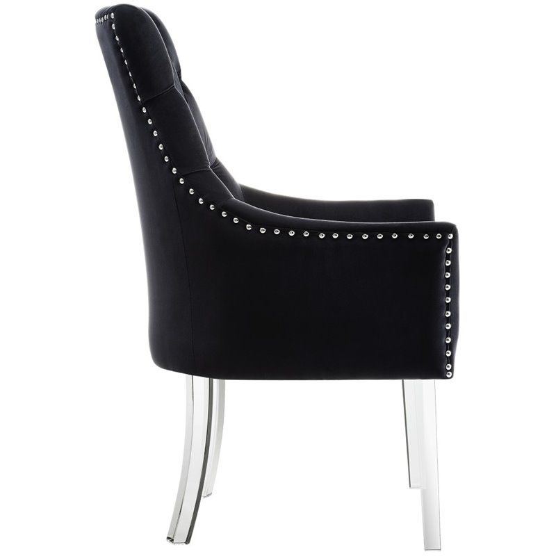 Posh Living Colton Velvet Dining Chair with Acrylic Legs - Black (Set of 2)