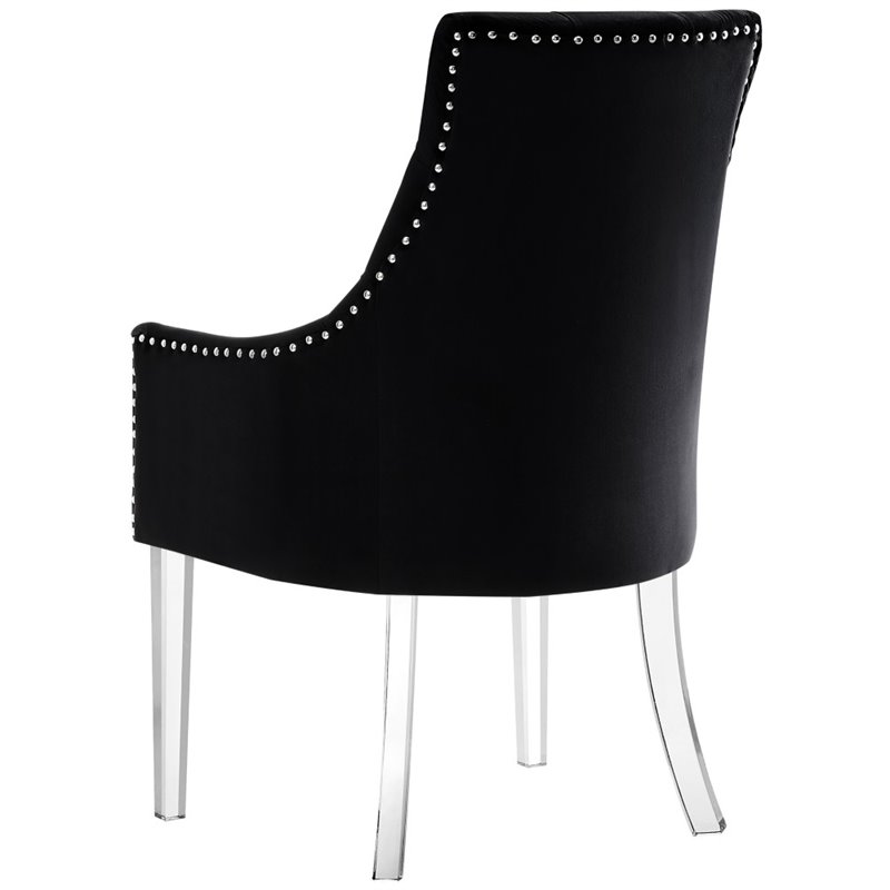 Posh Living Colton Velvet Dining Chair with Acrylic Legs - Black (Set of 2)