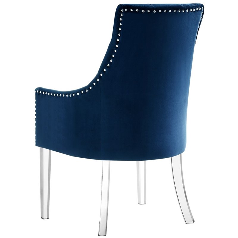 Posh Living Colton Velvet Dining Chair with Acrylic Legs - Navy Blue (Set of 2)